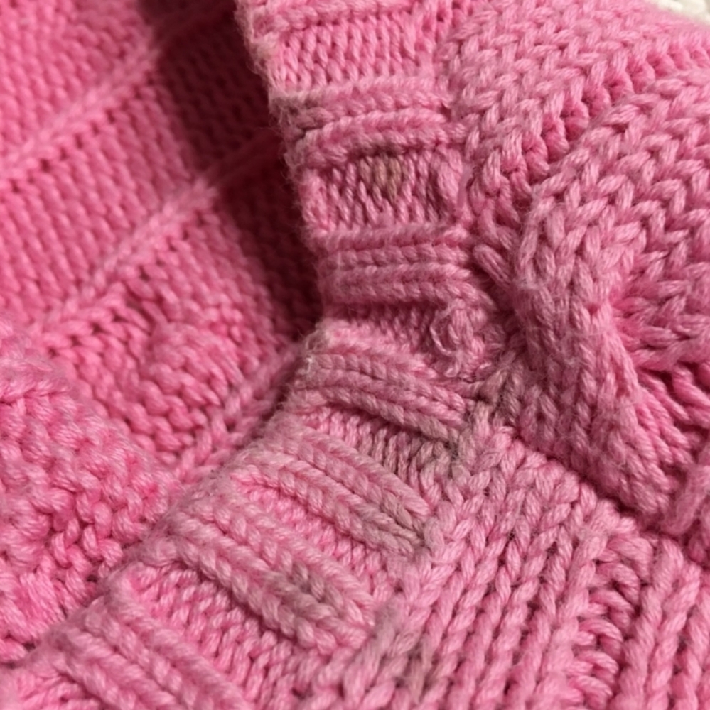 Ralph Lauren Cable Knit Sweater Pink M Crew Neck Long Sleeve Pullover - Picture 7 of 8